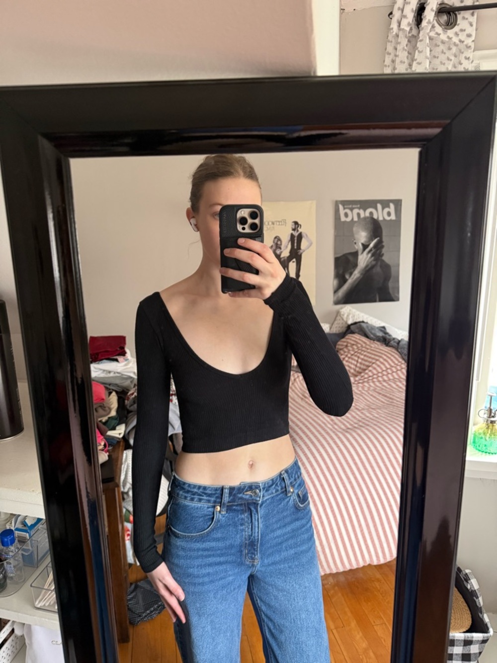 Urban outfitters black long sleeve crop top
